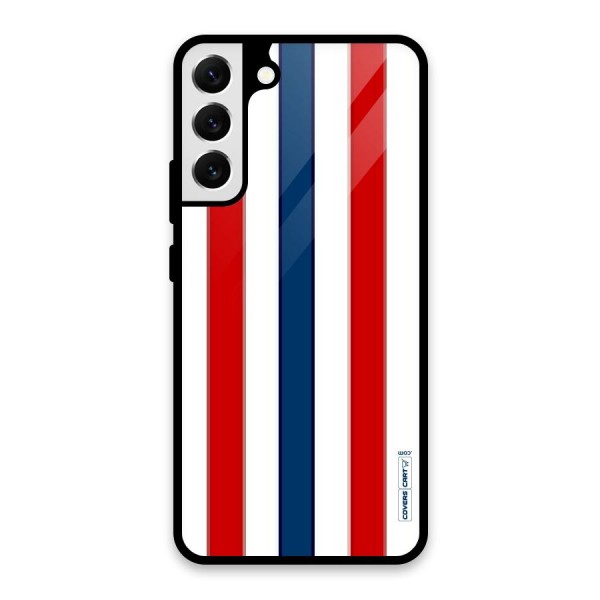 Tricolor Stripes Glass Back Case for Galaxy S22 Plus 5G