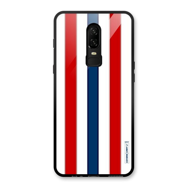 Tricolor Stripes Glass Back Case for OnePlus 6