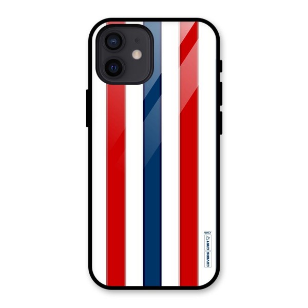 Tricolor Stripes Glass Back Case for iPhone 12