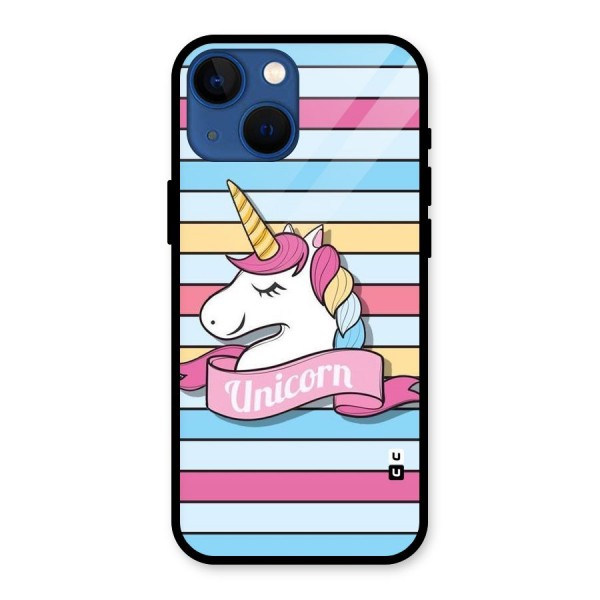 Unicorn Stripes Glass Back Case for iPhone 13 Mini