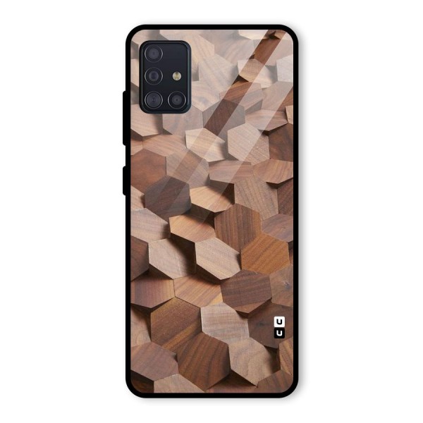 Uplifted Wood Hexagons Glass Back Case for Galaxy A51