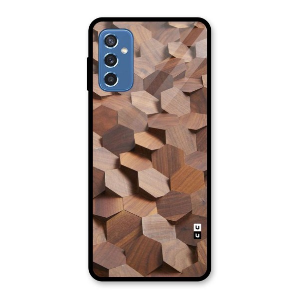 Uplifted Wood Hexagons Glass Back Case for Galaxy M52 5G