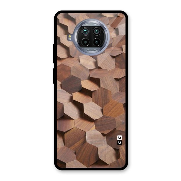 Uplifted Wood Hexagons Glass Back Case for Mi 10i