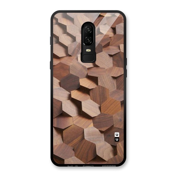 Uplifted Wood Hexagons Glass Back Case for OnePlus 6