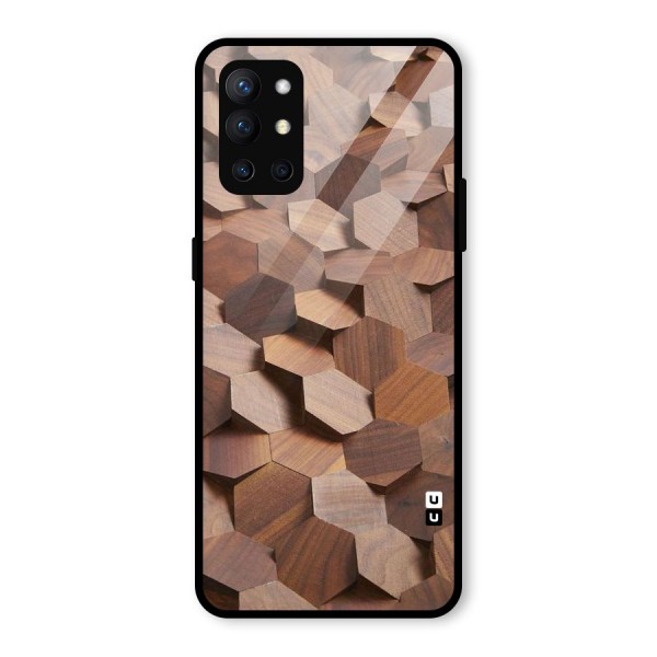 Uplifted Wood Hexagons Glass Back Case for OnePlus 9R