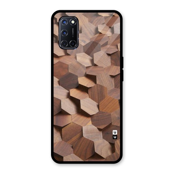 Uplifted Wood Hexagons Glass Back Case for Oppo A52