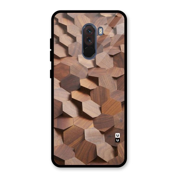 Uplifted Wood Hexagons Glass Back Case for Poco F1