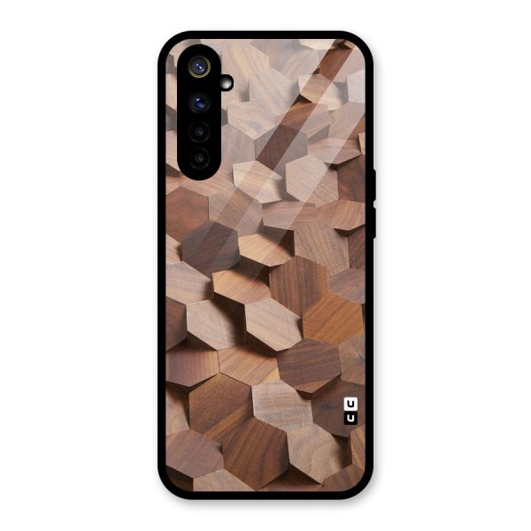 Uplifted Wood Hexagons Glass Back Case for Realme 6