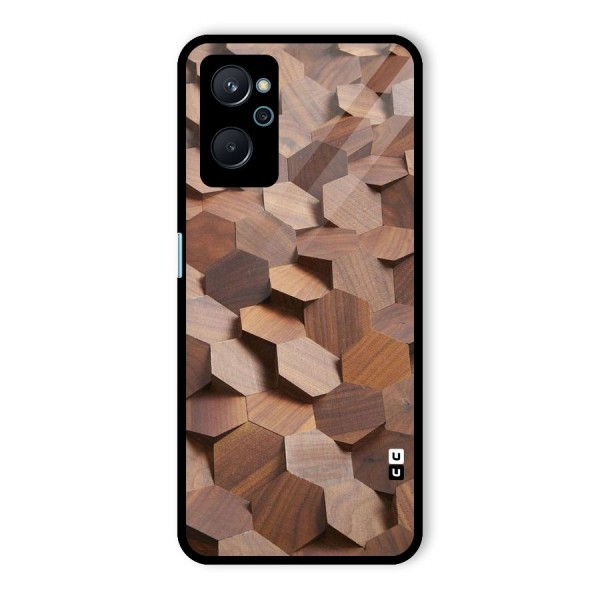 Uplifted Wood Hexagons Glass Back Case for Realme 9i