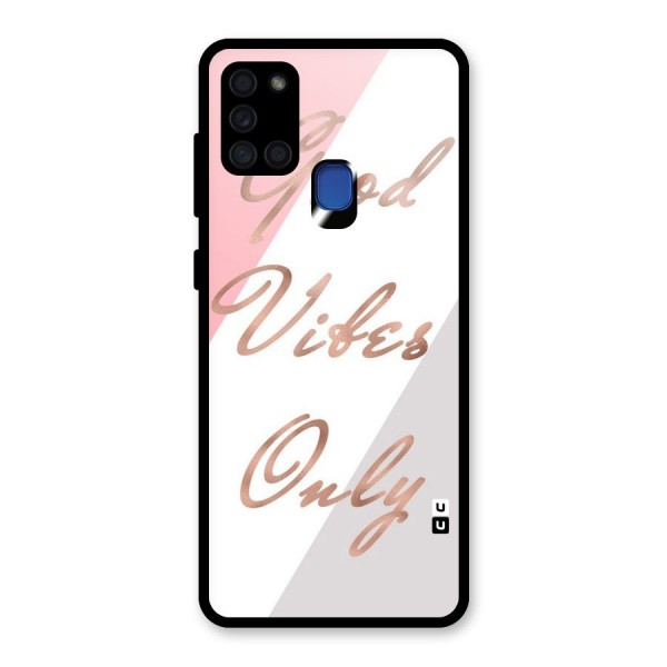 Vibes Classic Stripes Glass Back Case for Galaxy A21s