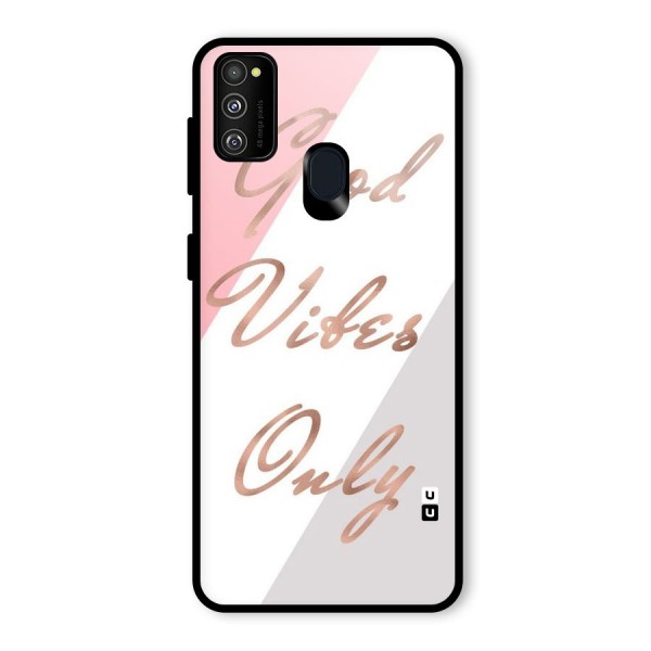 Vibes Classic Stripes Glass Back Case for Galaxy M21