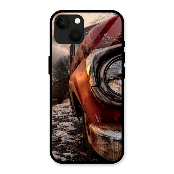 Vintage Car Headlight Glass Back Case for iPhone 13