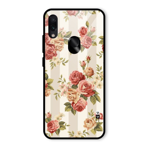 Vintage Color Flowers Glass Back Case for Redmi Note 7S