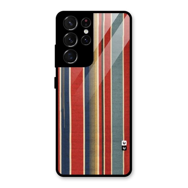 Vintage Disort Stripes Glass Back Case for Galaxy S21 Ultra 5G