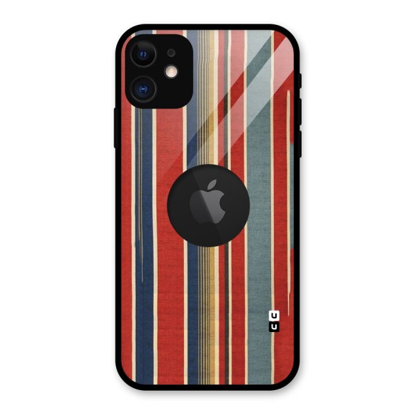 Vintage Disort Stripes Glass Back Case for iPhone 11 Logo Cut