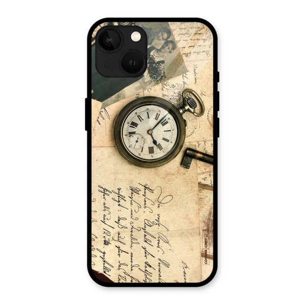 Vintage Key And Compass Glass Back Case for iPhone 13