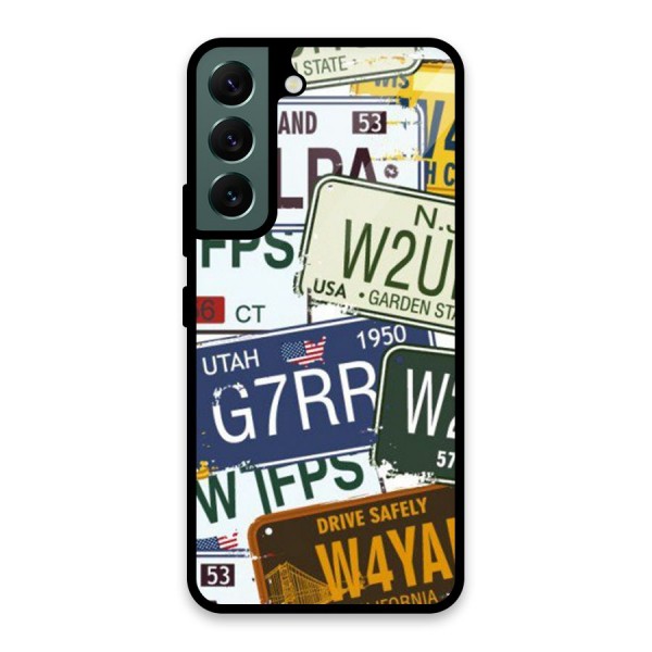Vintage License Plates Glass Back Case for Galaxy S22 5G