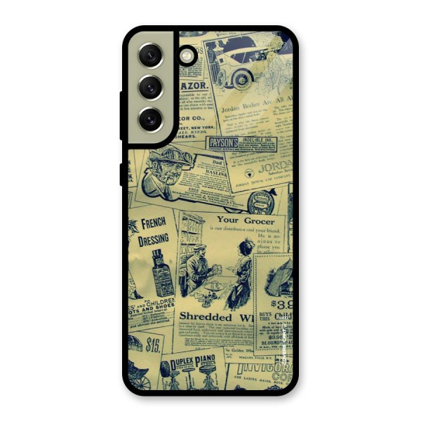 Vintage Newspaper Cutouts Glass Back Case for Galaxy S21 FE 5G
