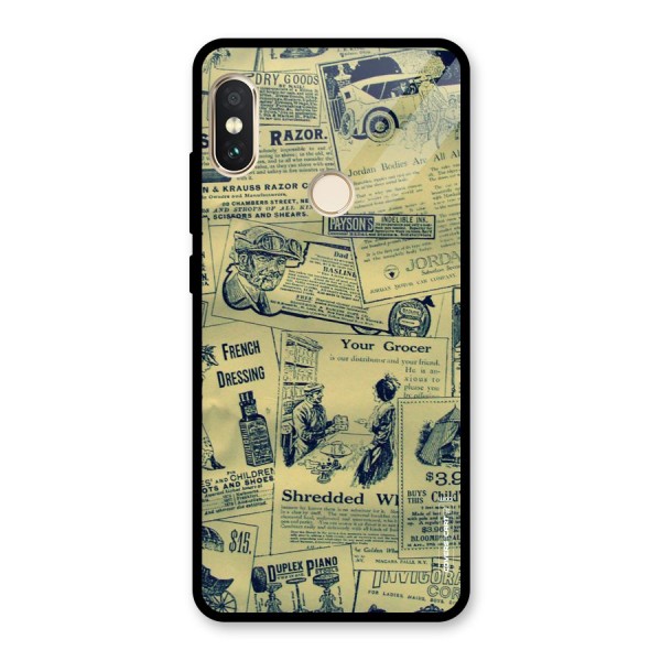 Vintage Newspaper Cutouts Glass Back Case for Redmi Note 5 Pro