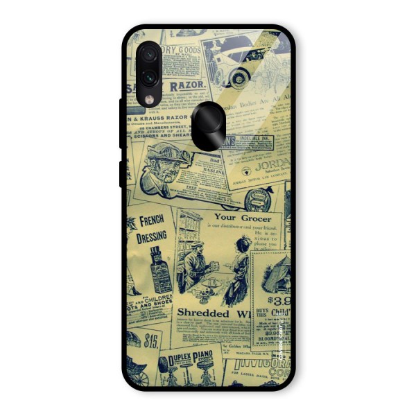 Vintage Newspaper Cutouts Glass Back Case for Redmi Note 7S