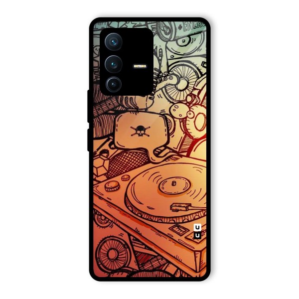 Vinyl Design Glass Back Case for Vivo V23 Pro