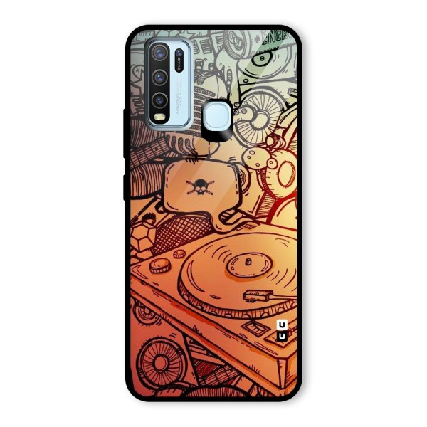 Vinyl Design Glass Back Case for Vivo Y30