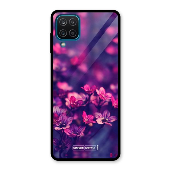 Violet Floral Glass Back Case for Galaxy A12