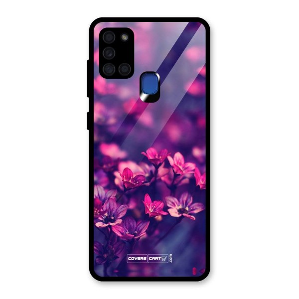 Violet Floral Glass Back Case for Galaxy A21s