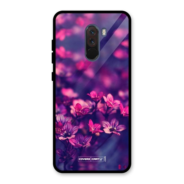 Violet Floral Glass Back Case for Poco F1