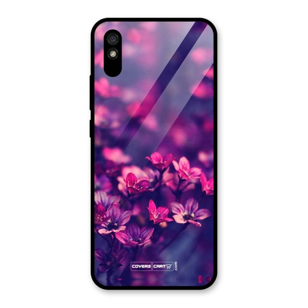 Violet Floral Glass Back Case for Redmi 9A