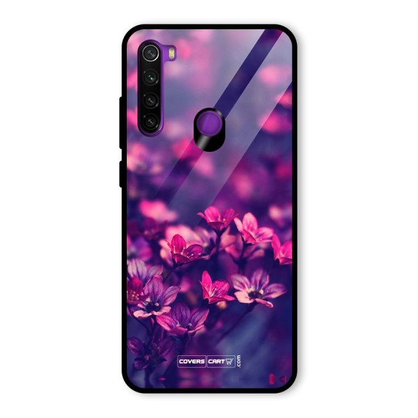 Violet Floral Glass Back Case for Redmi Note 8