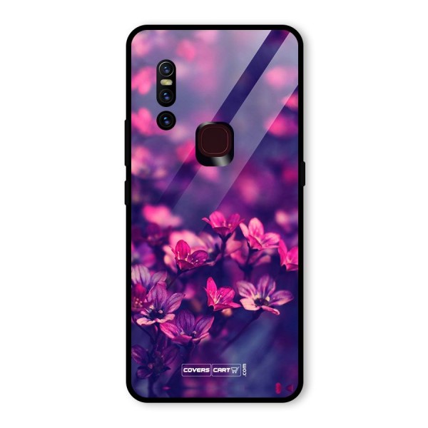 Violet Floral Glass Back Case for Vivo V15