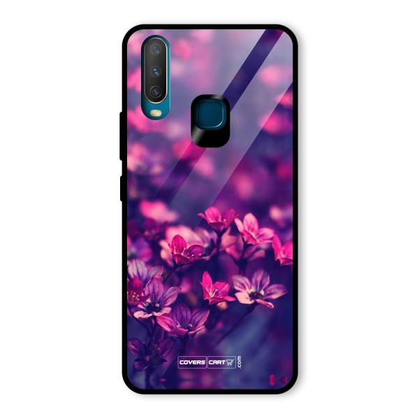 Violet Floral Glass Back Case for Vivo Y12