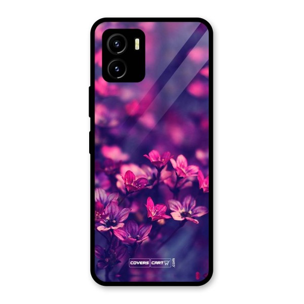 Violet Floral Glass Back Case for Vivo Y15s