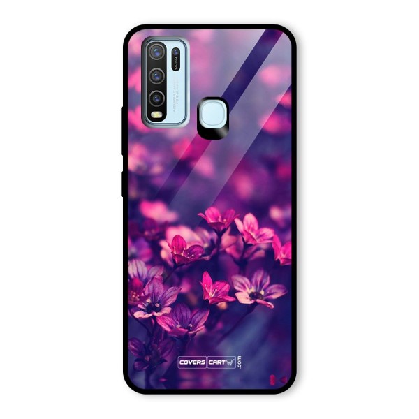 Violet Floral Glass Back Case for Vivo Y30