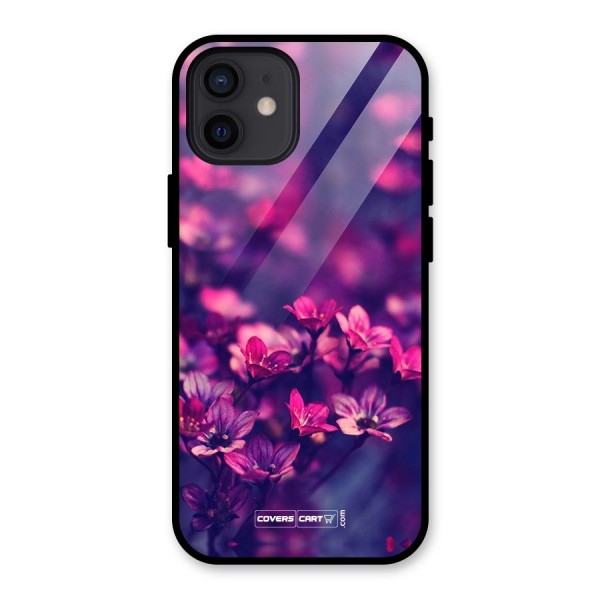 Violet Floral Glass Back Case for iPhone 12