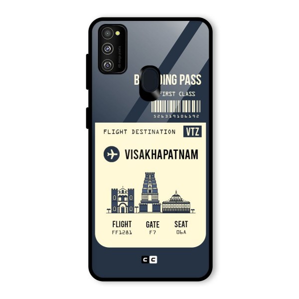 Vishakapatnam Boarding Pass Glass Back Case for Galaxy M21