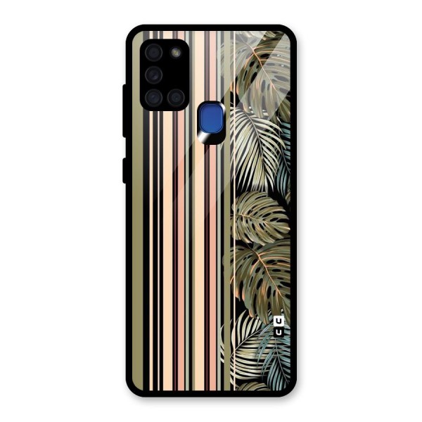 Visual Art Leafs Glass Back Case for Galaxy A21s