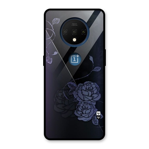 Voilet Floral Design Glass Back Case for OnePlus 7T