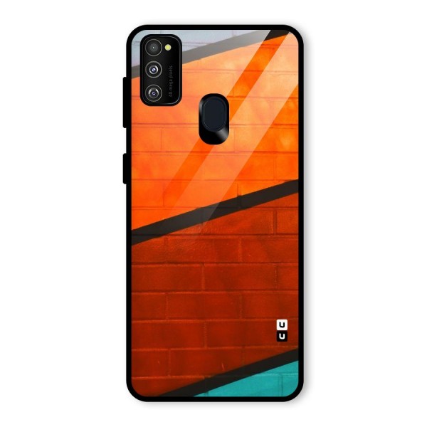 Wall Diagonal Stripes Glass Back Case for Galaxy M21