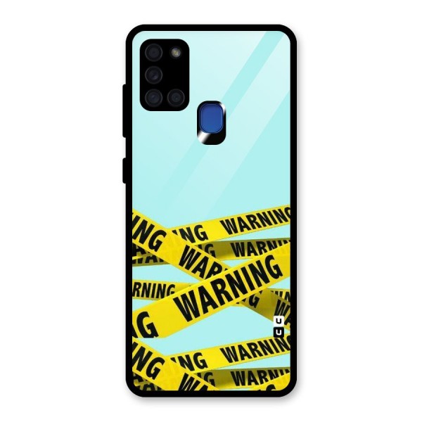 Warning Design Glass Back Case for Galaxy A21s