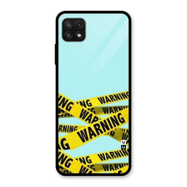 Warning Design Glass Back Case for Galaxy A22 5G