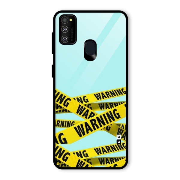 Warning Design Glass Back Case for Galaxy M21