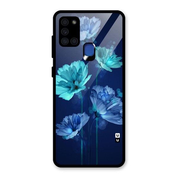 Water Flowers Glass Back Case for Galaxy A21s