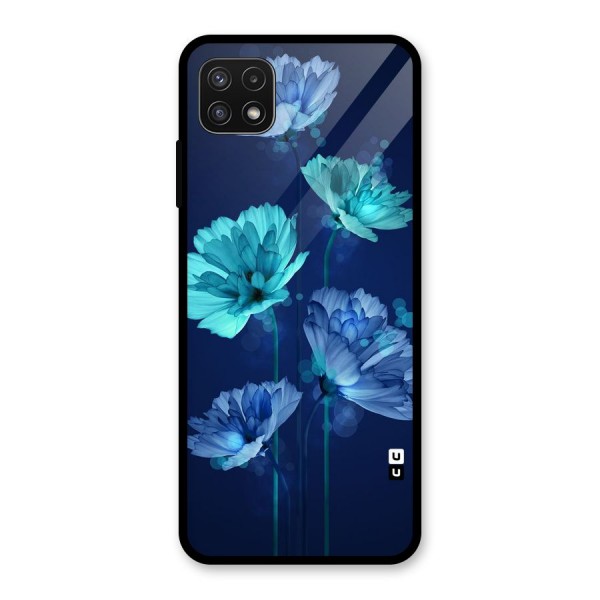 Water Flowers Glass Back Case for Galaxy A22 5G