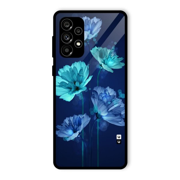 Water Flowers Glass Back Case for Galaxy A73 5G