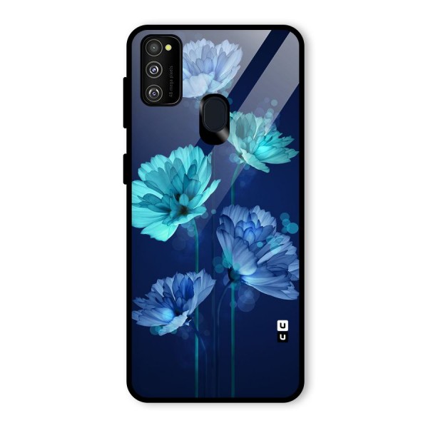 Water Flowers Glass Back Case for Galaxy M21