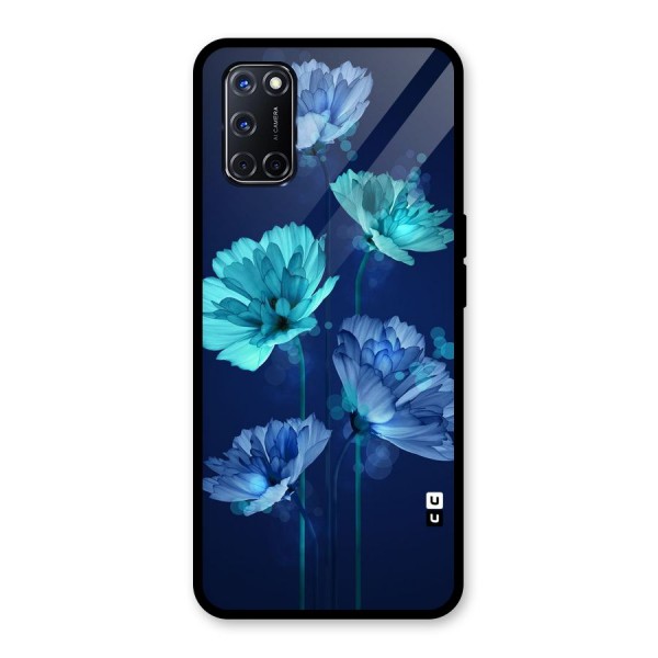 Water Flowers Glass Back Case for Oppo A52