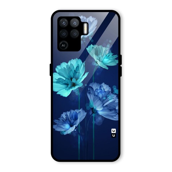 Water Flowers Glass Back Case for Oppo F19 Pro