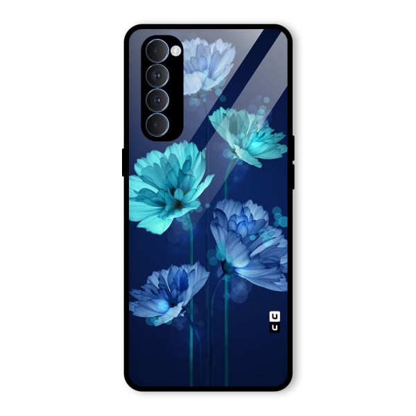 Water Flowers Glass Back Case for Oppo Reno4 Pro